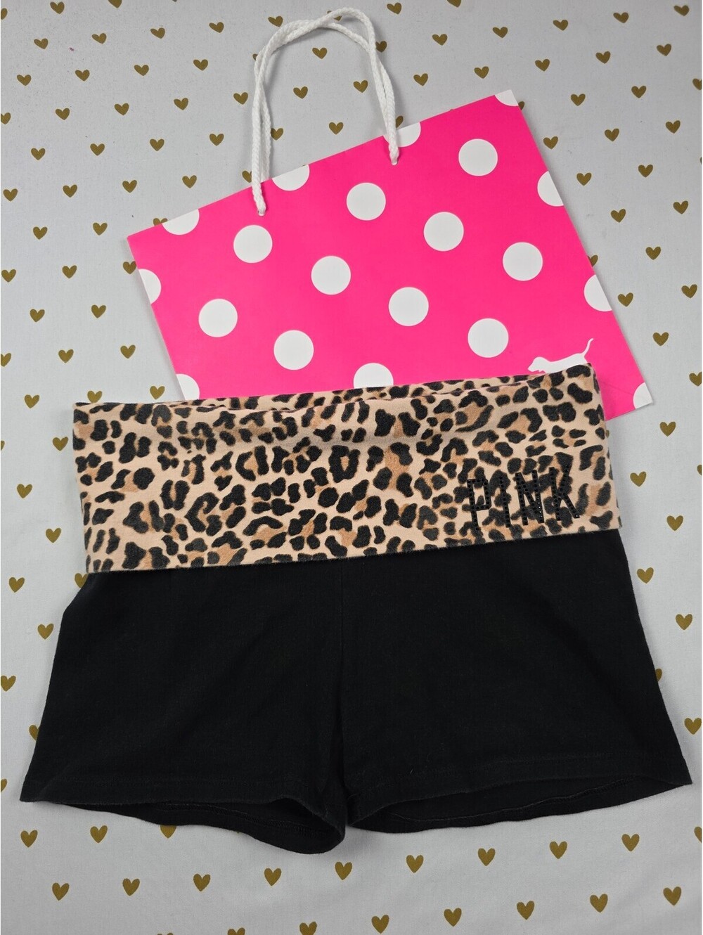 Victorias Secret PINK Leopard Cheetah Foldover Yoga Shorts XS